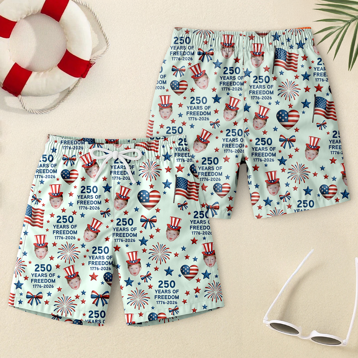 Custom Photo 250 Years Of Freedom 1776-2026 Beach Shorts HO82 902734