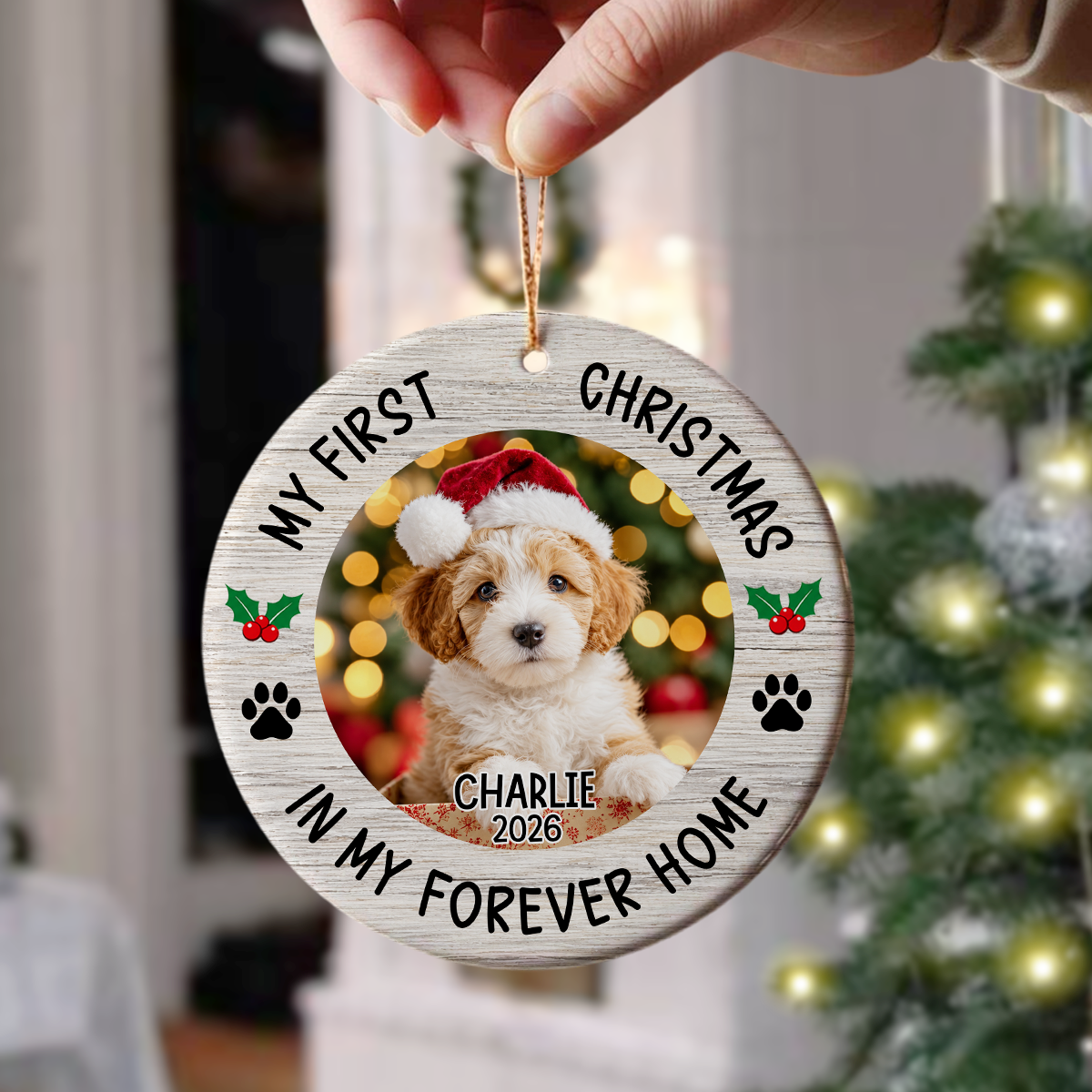 Personalized Pet Photo My First Christmas in My Forever Home Ceramic Ornament HO82 903974