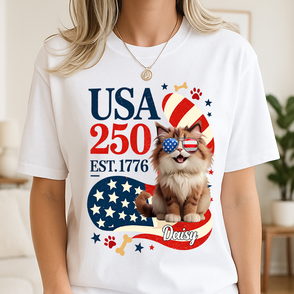 Personalized American Cat 250th Anniversary Patriotic Bright Shirt LM32 899179