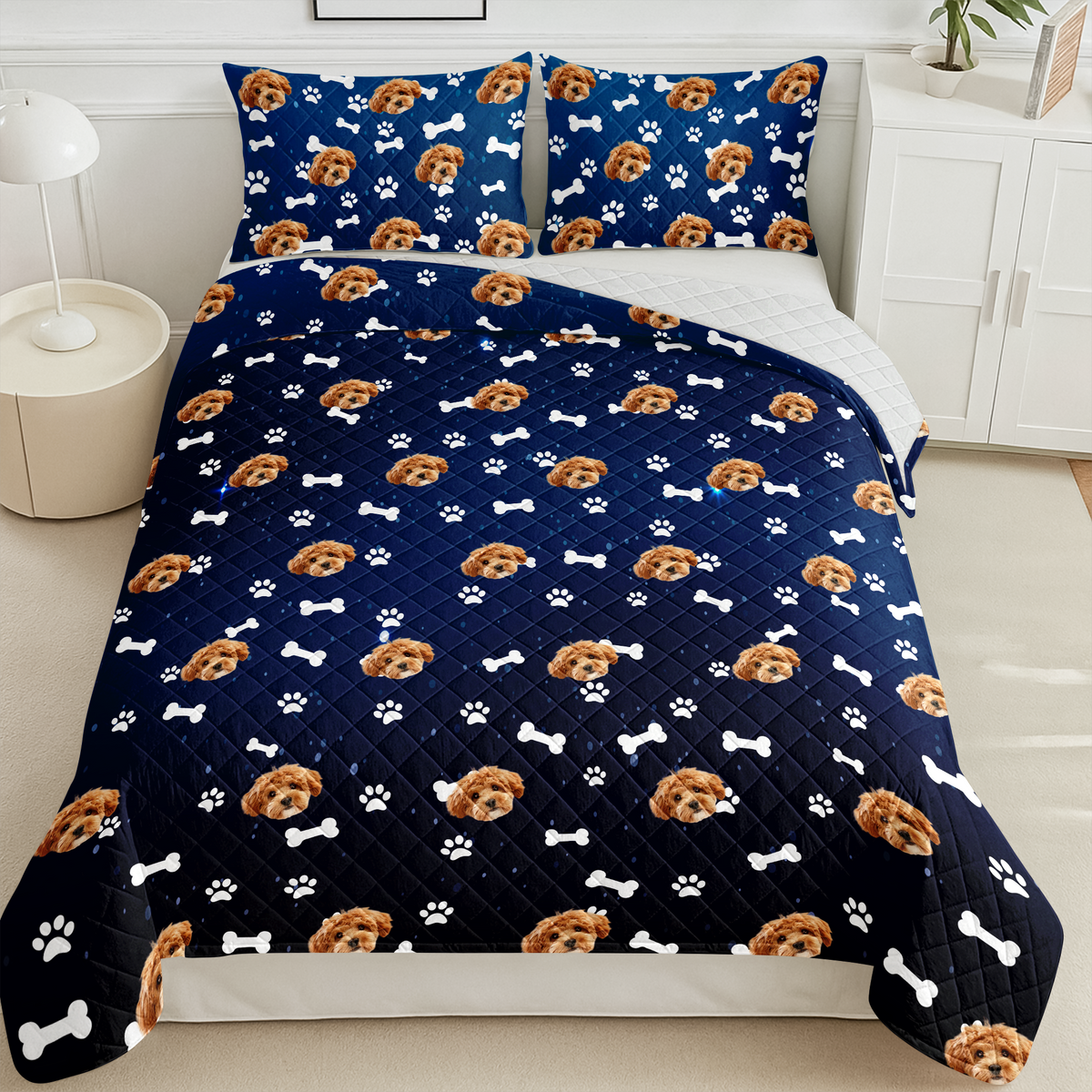 Custom Dog Cat Photo Galaxy Quilt Bedding Set HO82 900716