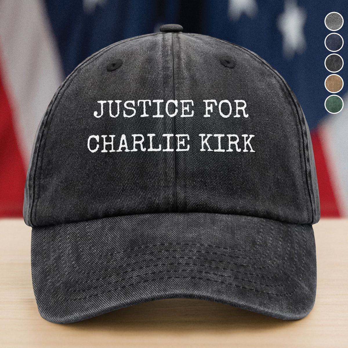 Justice for Charlie Kirk Washed Denim Baseball Cap HO82 65764