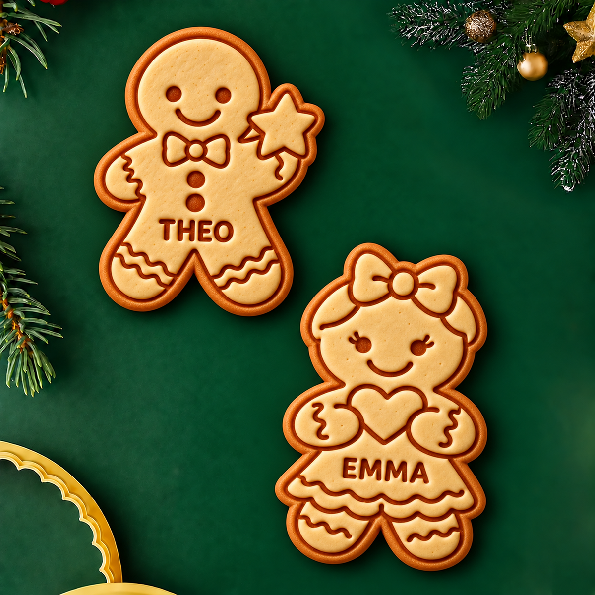 Personalized Name Gingerbread Family Cookie Stamp, Holiday Baker Gift HO82 904122