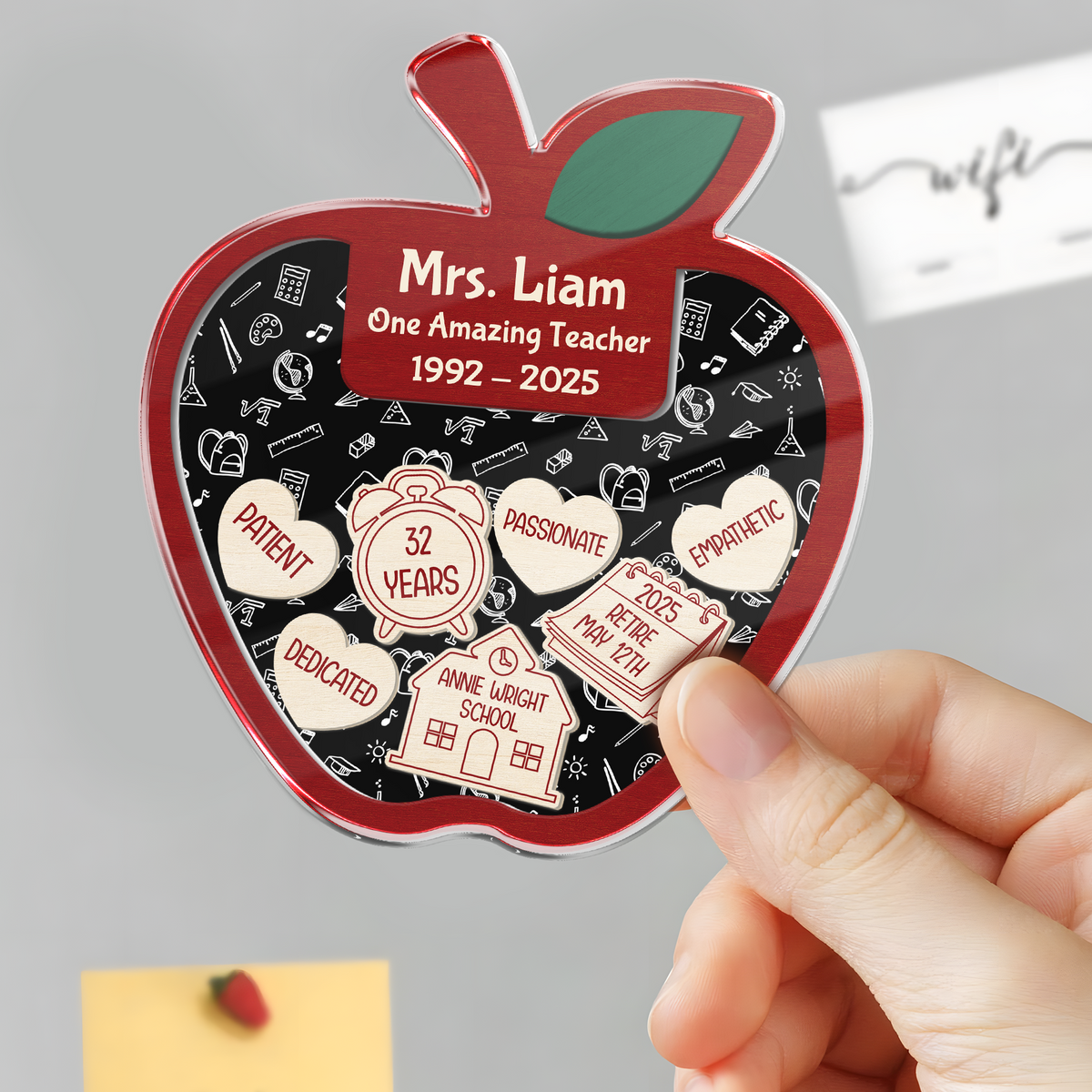 Personalized  Teacher Retirement Acrylic Apple Shaking Magnet Gift From Student HO82 894266