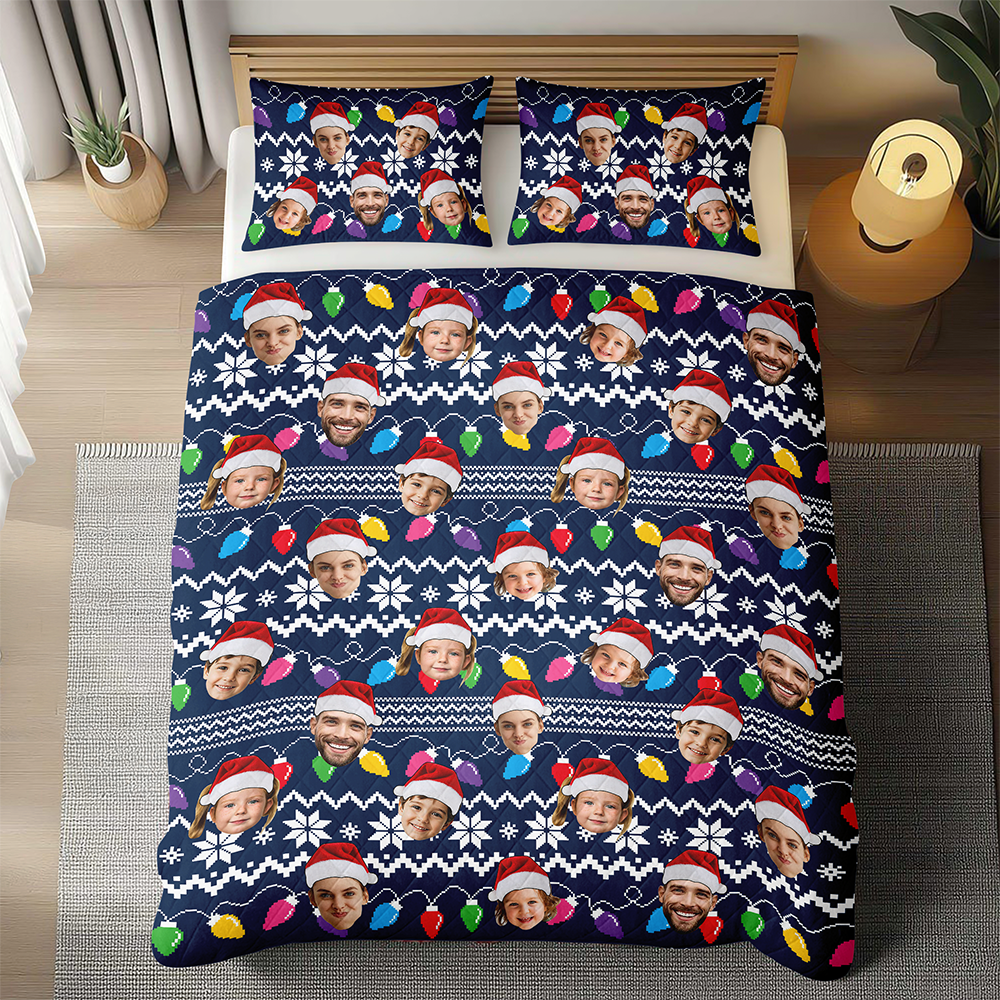 Personalized Family Photo Christmas Bedding Set Holiday Gift for Family TH10 171041