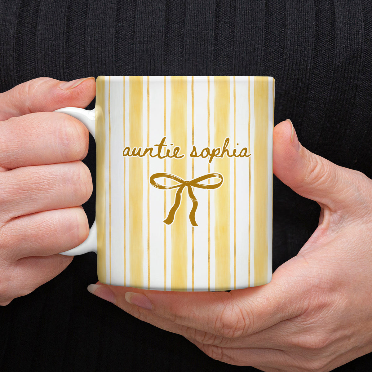 Custom Name Auntie Bow Print Full Mug - Personalized Gift for Aunt LM32 899805