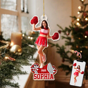 Custom Photo Cheerleading Team Christmas Gift Acrylic Ornament HA75 897344