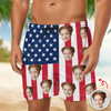 Custom Funny Face American Flag Beach Shorts - Personalized Summer Gift LM32 899873