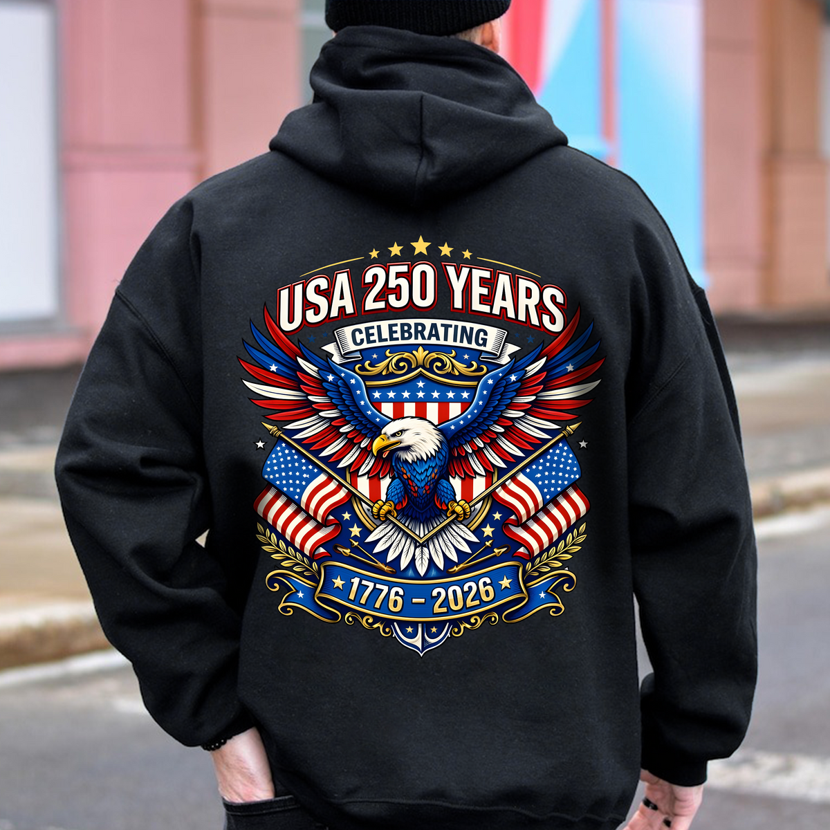 Celebrate USA 250 Years Eagle Patriotic Back Shirt 1776-2026 250th Anniversary Dark Shirt CH07 911052