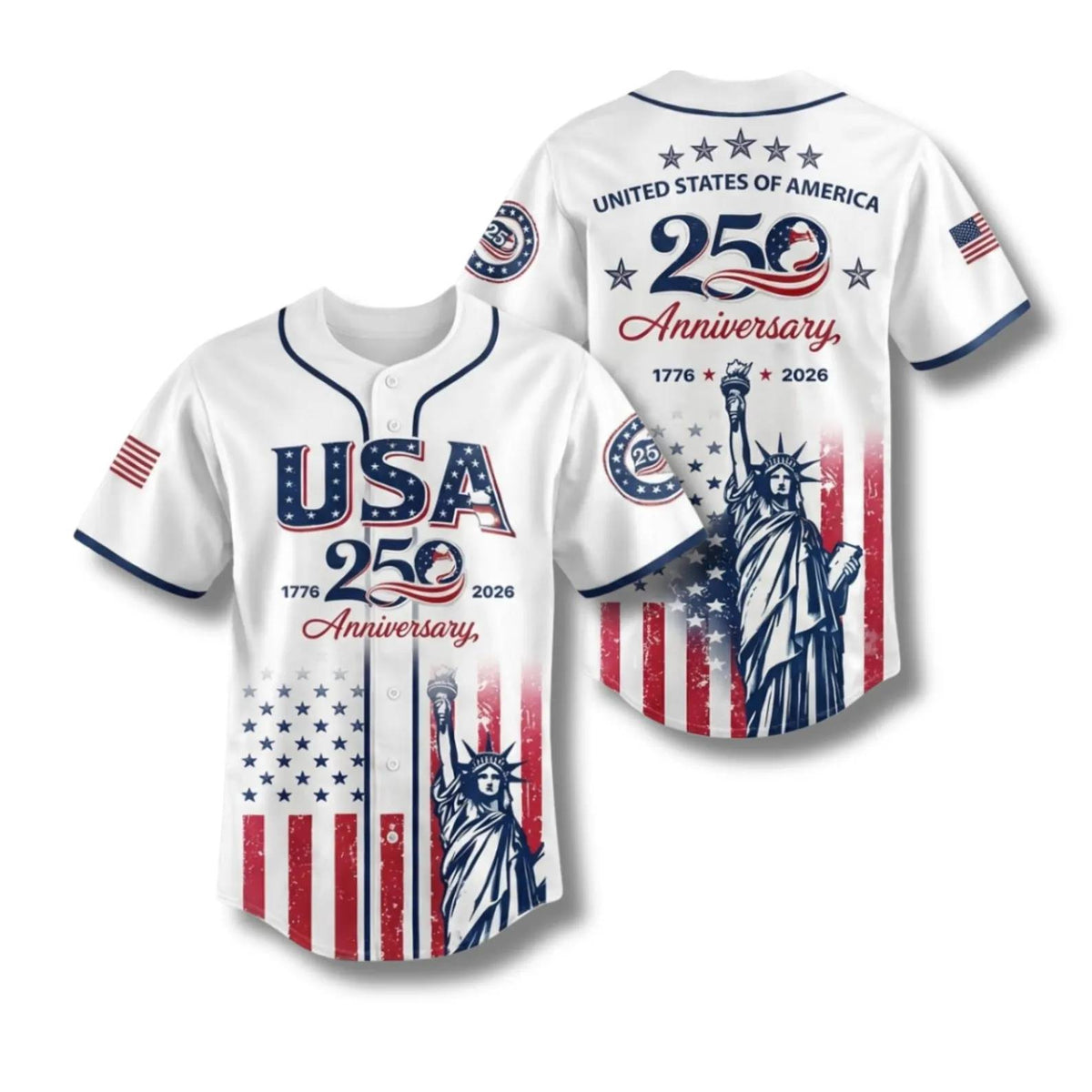 USA 250th Anniversary Patriotic Statue of Liberty Baseball Jersey Shirt HO82 902562