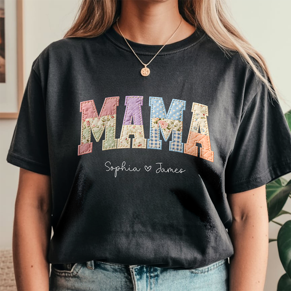 Custom Kids' Names Mom, Gigi Faux Patchwork Comfort Shirt Gift For Mother's Day HO82 902034