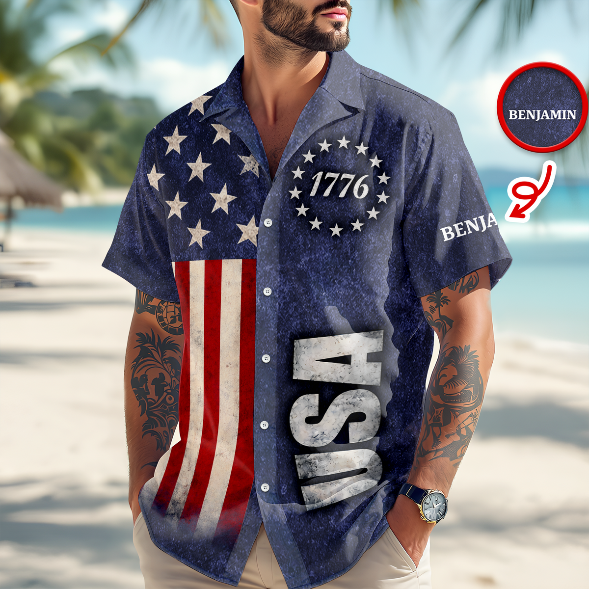 Custom Name Proud To Be An American Semiquincentennial 250 Years Hawaii Shirt HO82 902176