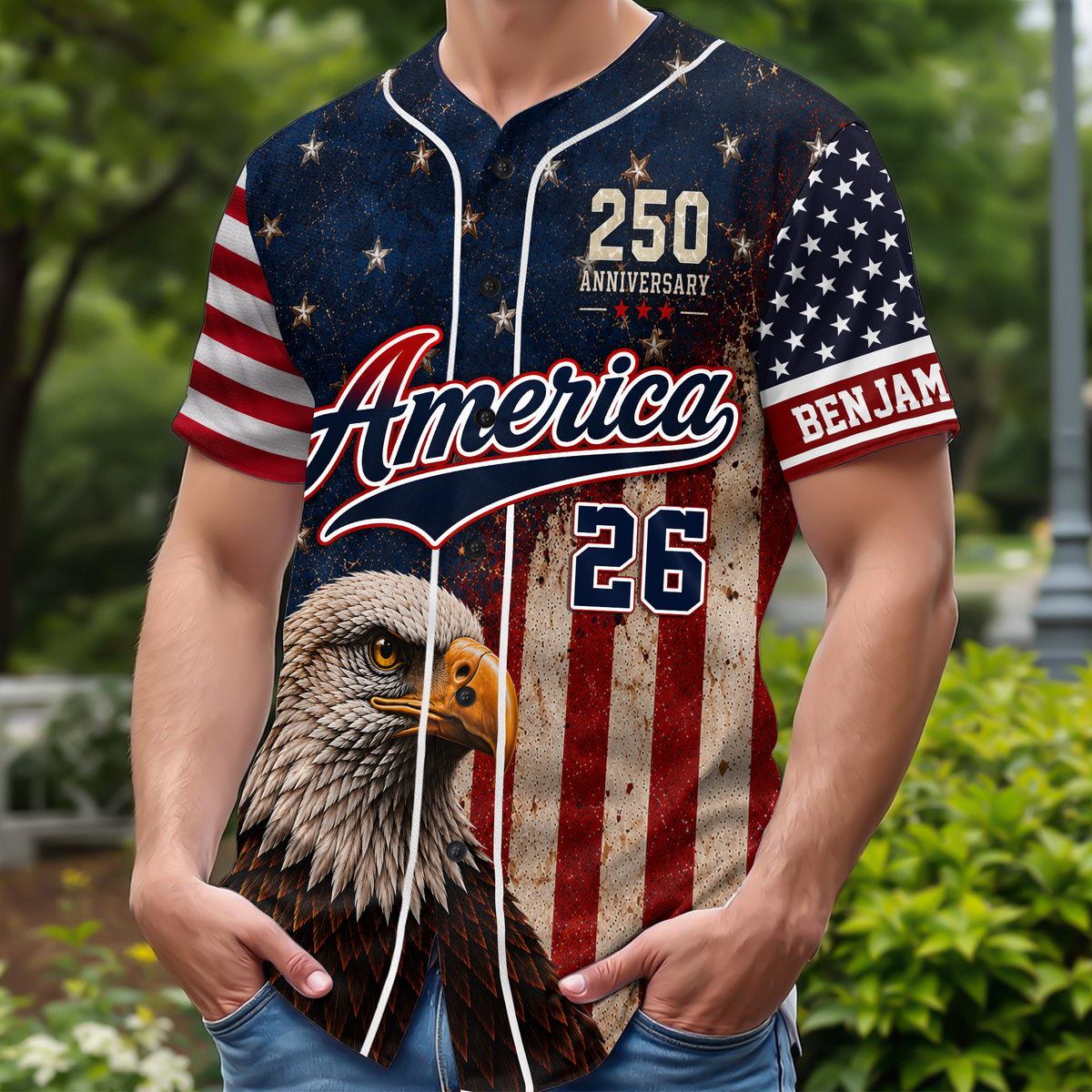 Custom Name America Patriotic 250th Anniversary Baseball Jersey Shirt CH07 911818