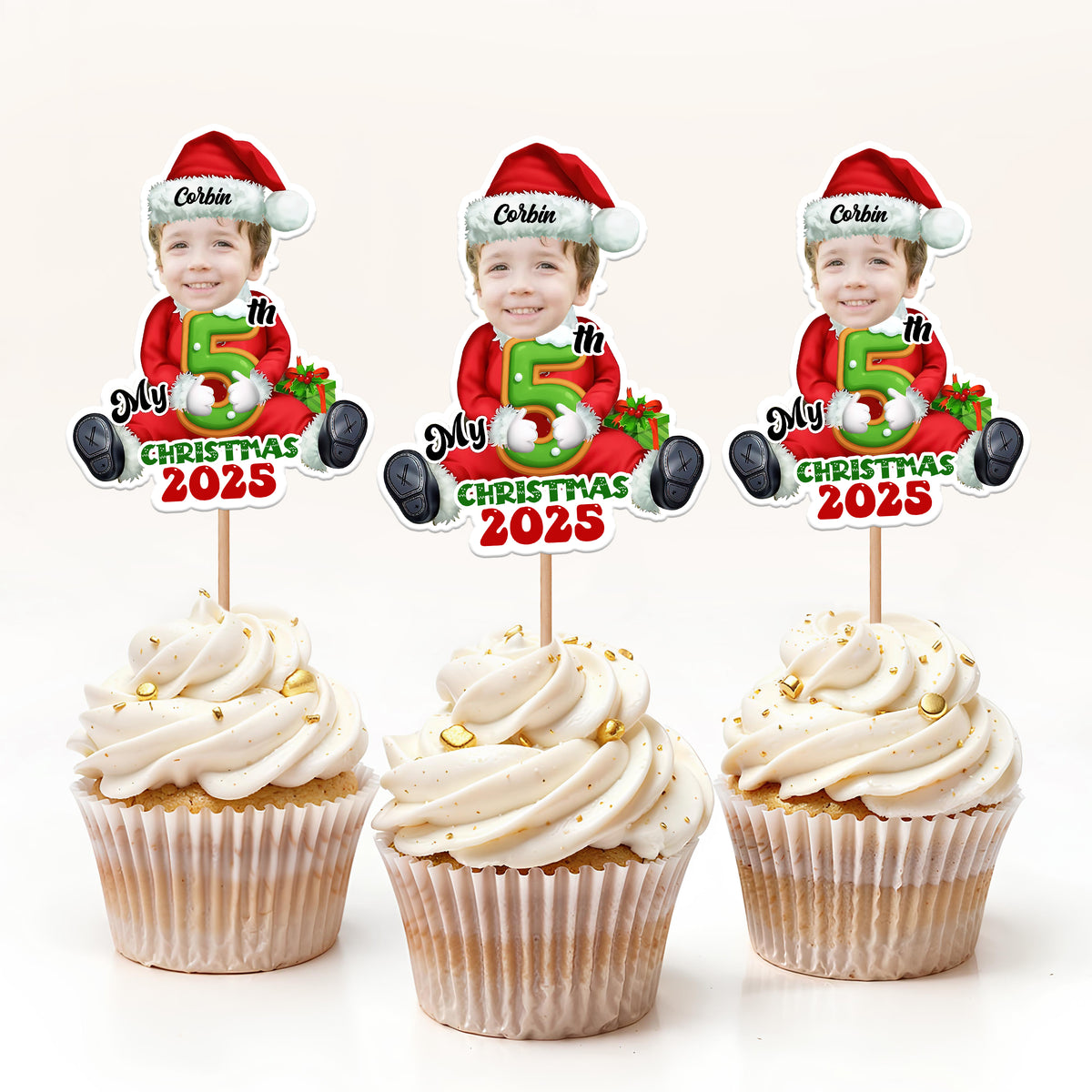 Custom Photo Santa Baby Christmas Cupcake Toppers LM32 893913