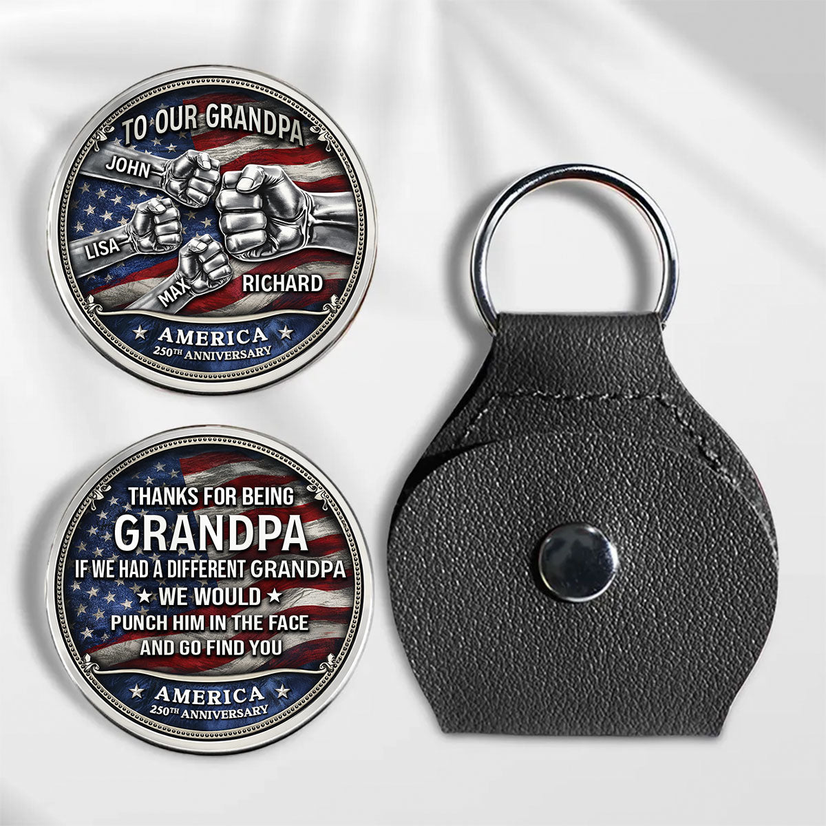 Personalized Name Thank For Being My Dad Pocket Hug - Coin For Father, Patriotic Gift From Son LM32 899267
