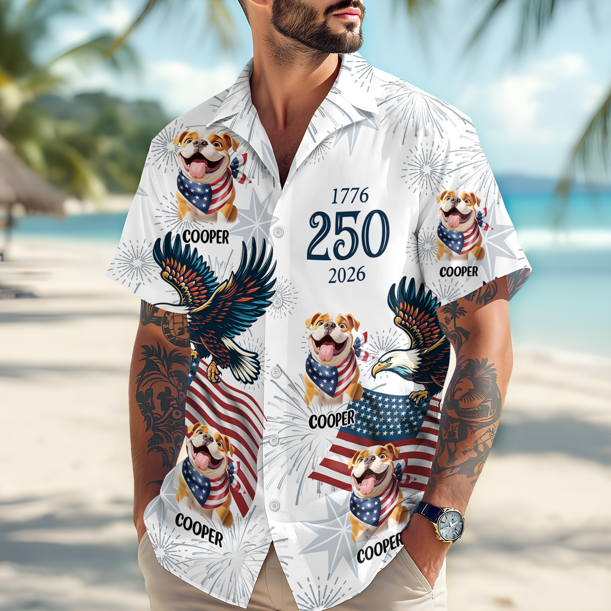 Custom Dog USA 250 Anniversary Eagle 1776-2026 Hawaii Shirt TH10 898633