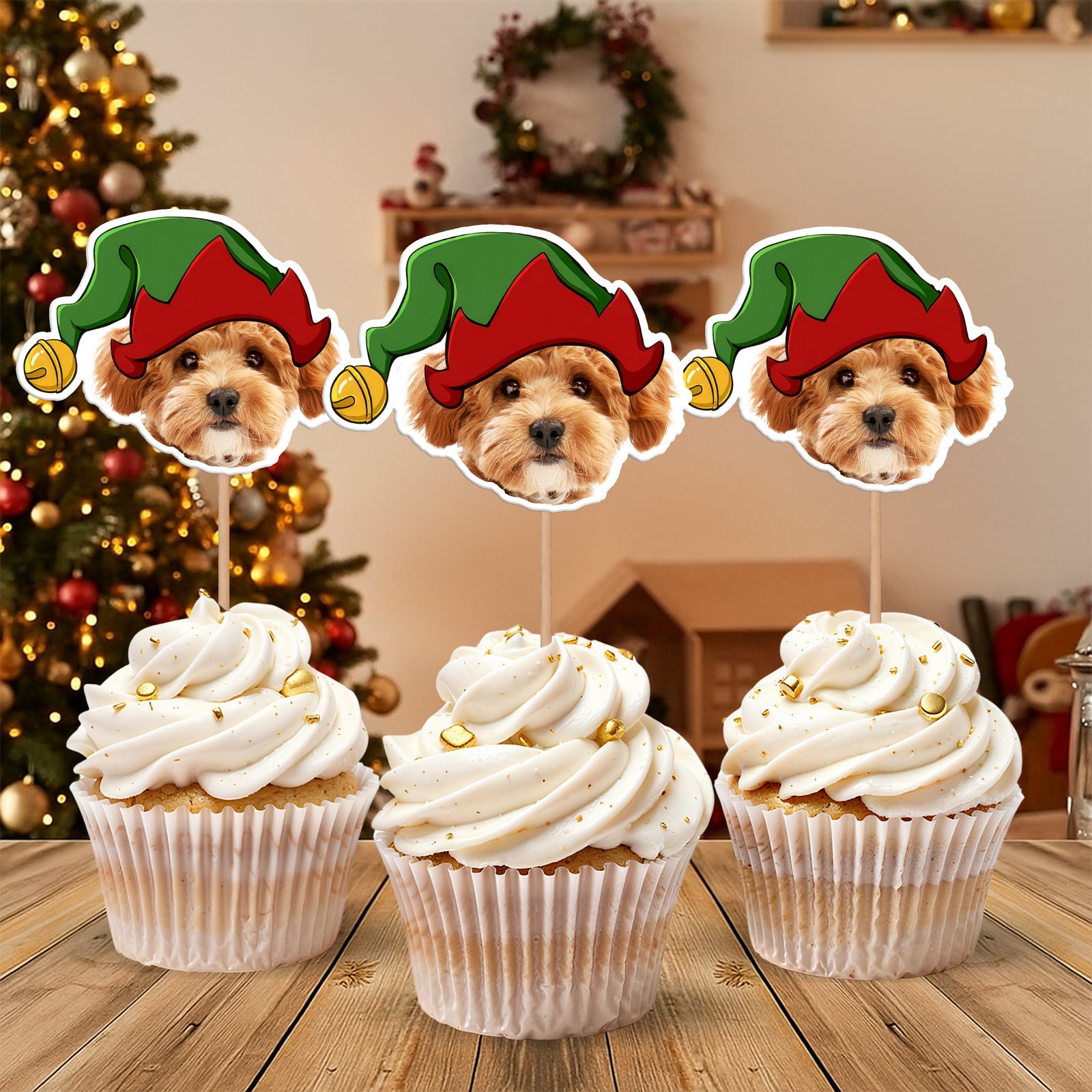 Custom Photo Cute Dog Cupcake Topper Christmas Gift For Dog Lovers TH10 894753