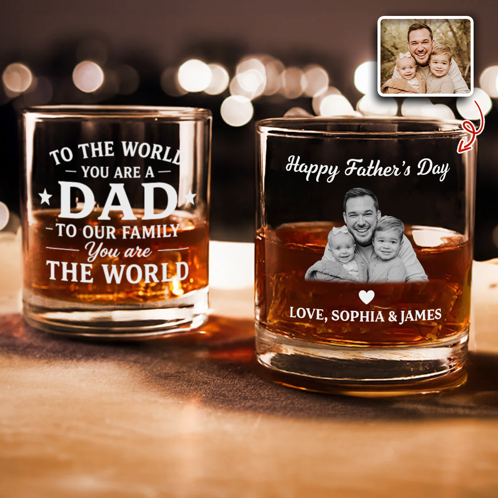 Personalized To The World You Are Dad Whiskey Glass Gift For Father’s Day CH07 911408