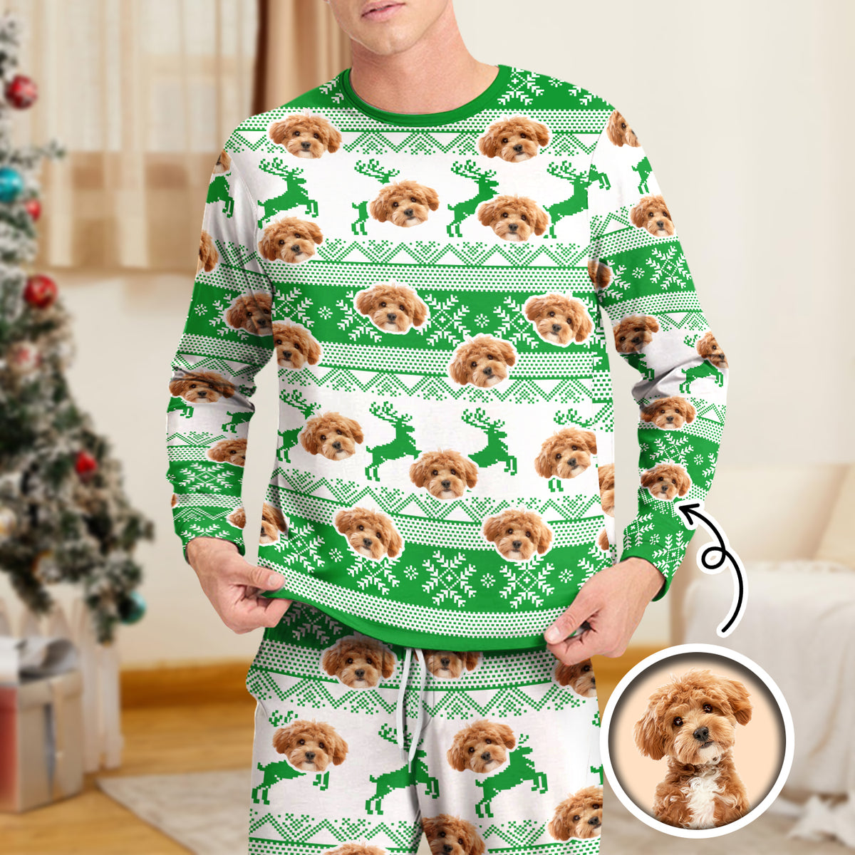 Custom Photo Christmas Dog Sleepwear Xmas Fun HO82 900152