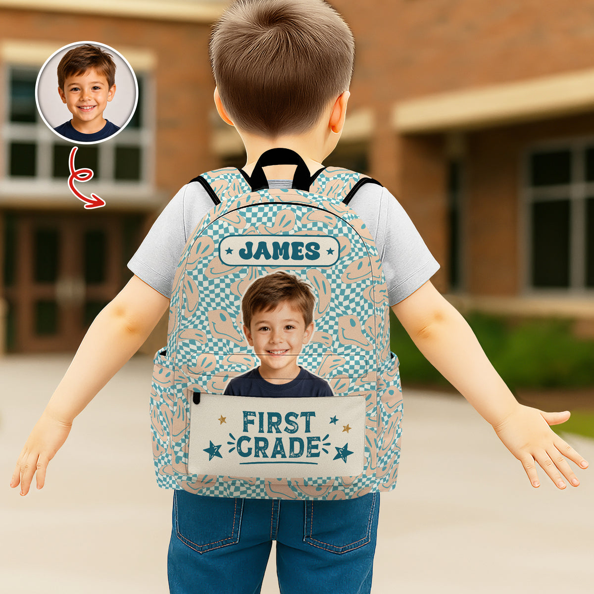 Personalized Photo & Name Retro Kid Backpack Back to School Gift HO82 902794