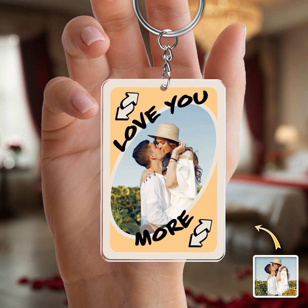 Custom Photo Love You More Couple Acrylic Keychain Valentine's Day Gift HA75 920086