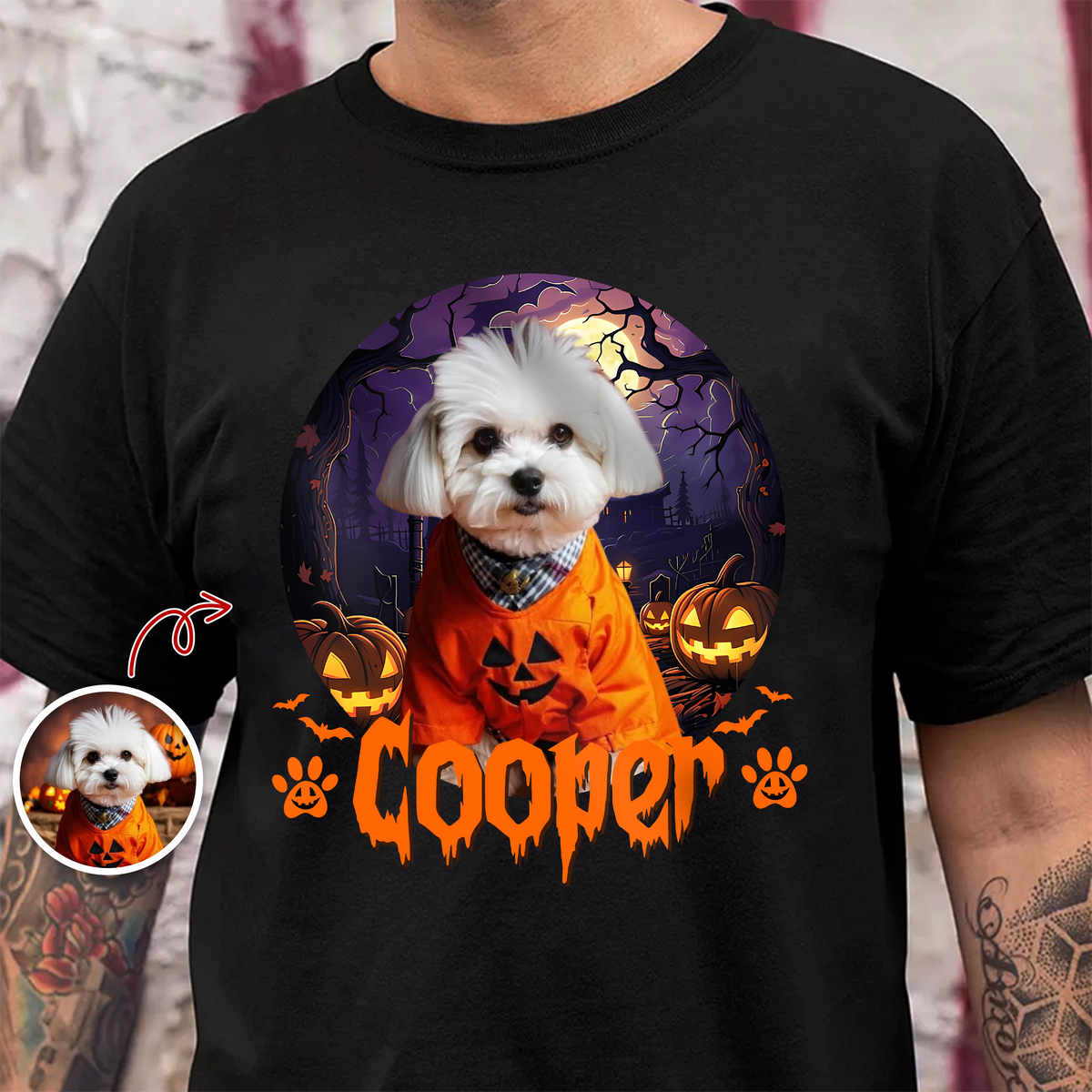 Custom Dog Cat Photo Funny Ghost Halloween Dark Shirt HO82 894978