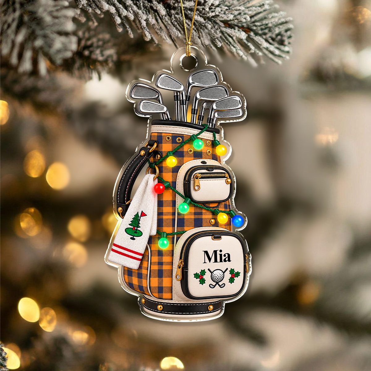 Personalized Golf Bag Christmas Acrylic Ornament, Custom Hanging Tree Decoration Gift For Golf Lovers CH07 180778