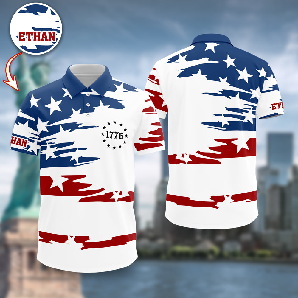 Personalized American 1776 Polo Shirt, 4th of July American, Independence Day Gift HO82 901534