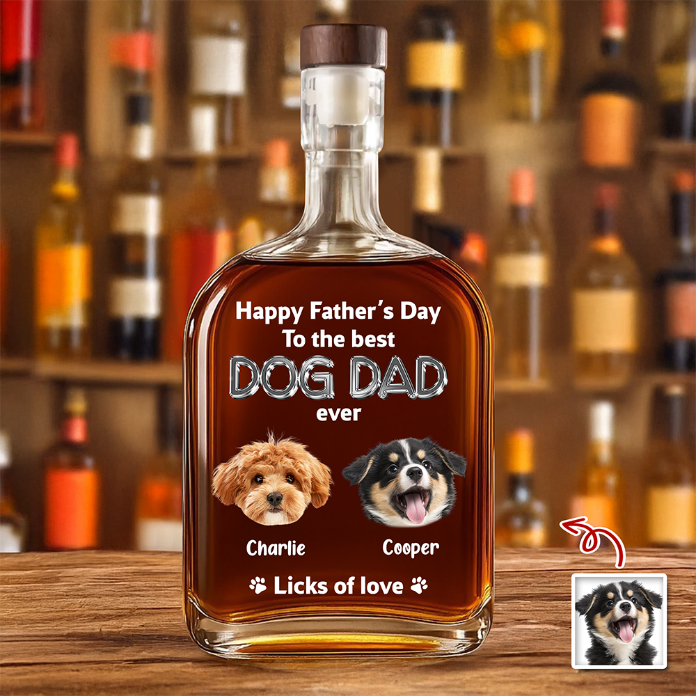 Custom Photo Happy Father's Day To The Best Dog Dad Ever Whiskey Bottle HA75 921390