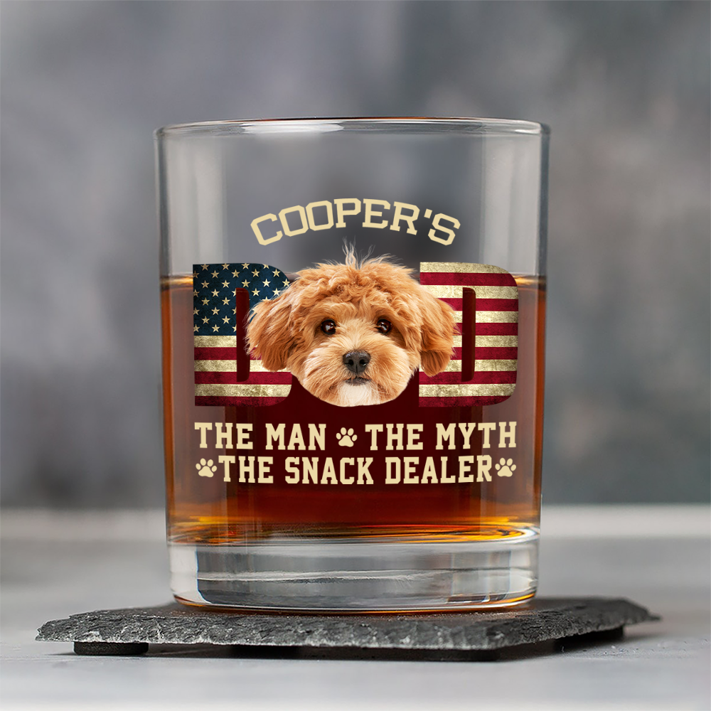 Custom Photo Dog Dad The Man The Myth American Flag Dad Rock Glass HA75 892272
