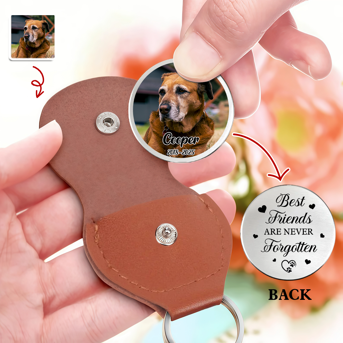 Custom Photo Best Friends Are Never Forgotten Memorial Pocket Hug HA75 897982