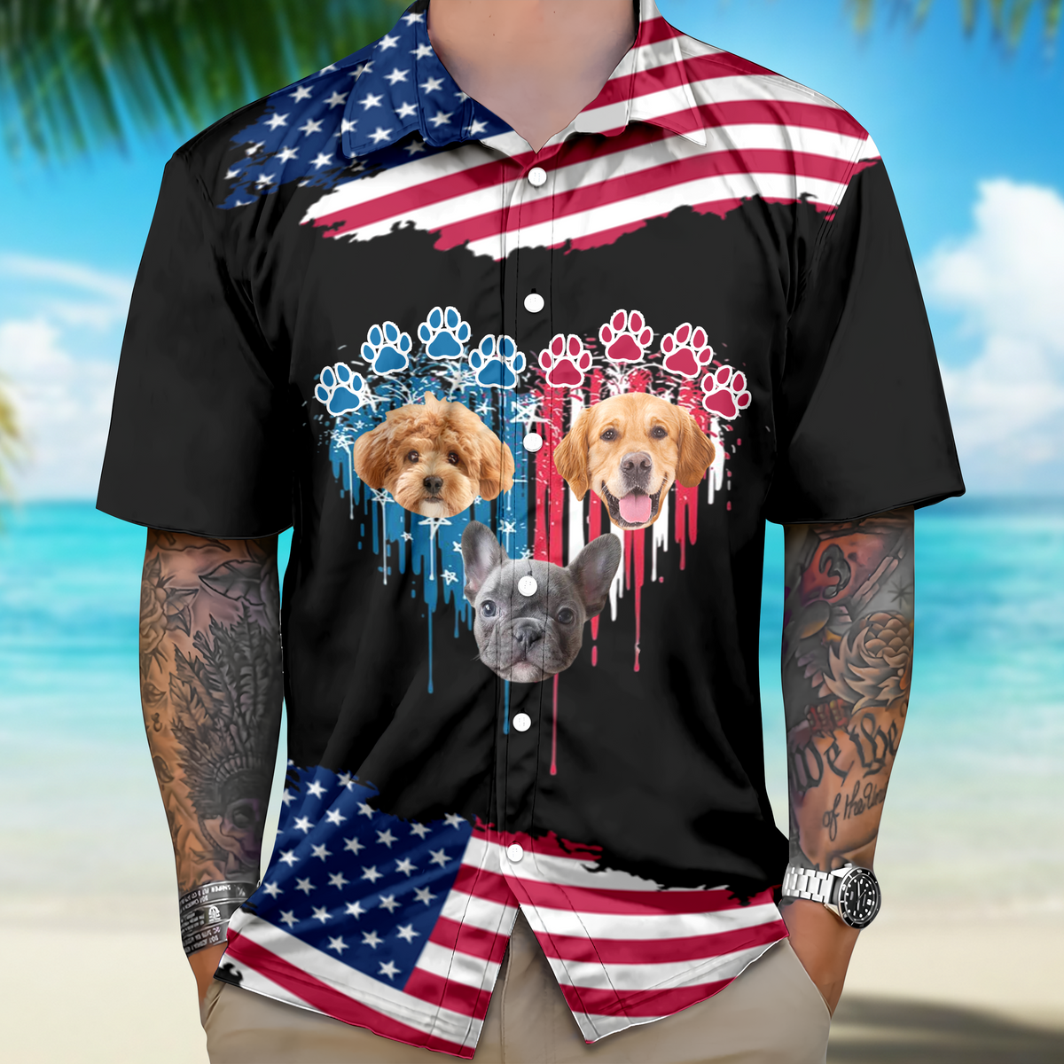 Custom Dog Photo 4th July Hawaii Shirt TH10 892665