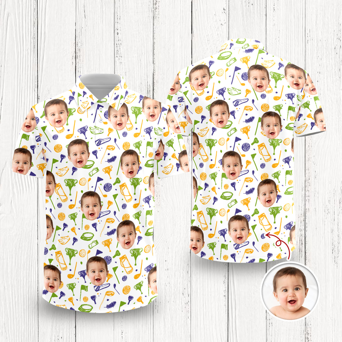 Custom Photo Golf Pattern Polo Shirt - Personalized Gift for Golfer, Golf Lovers HA75 898584