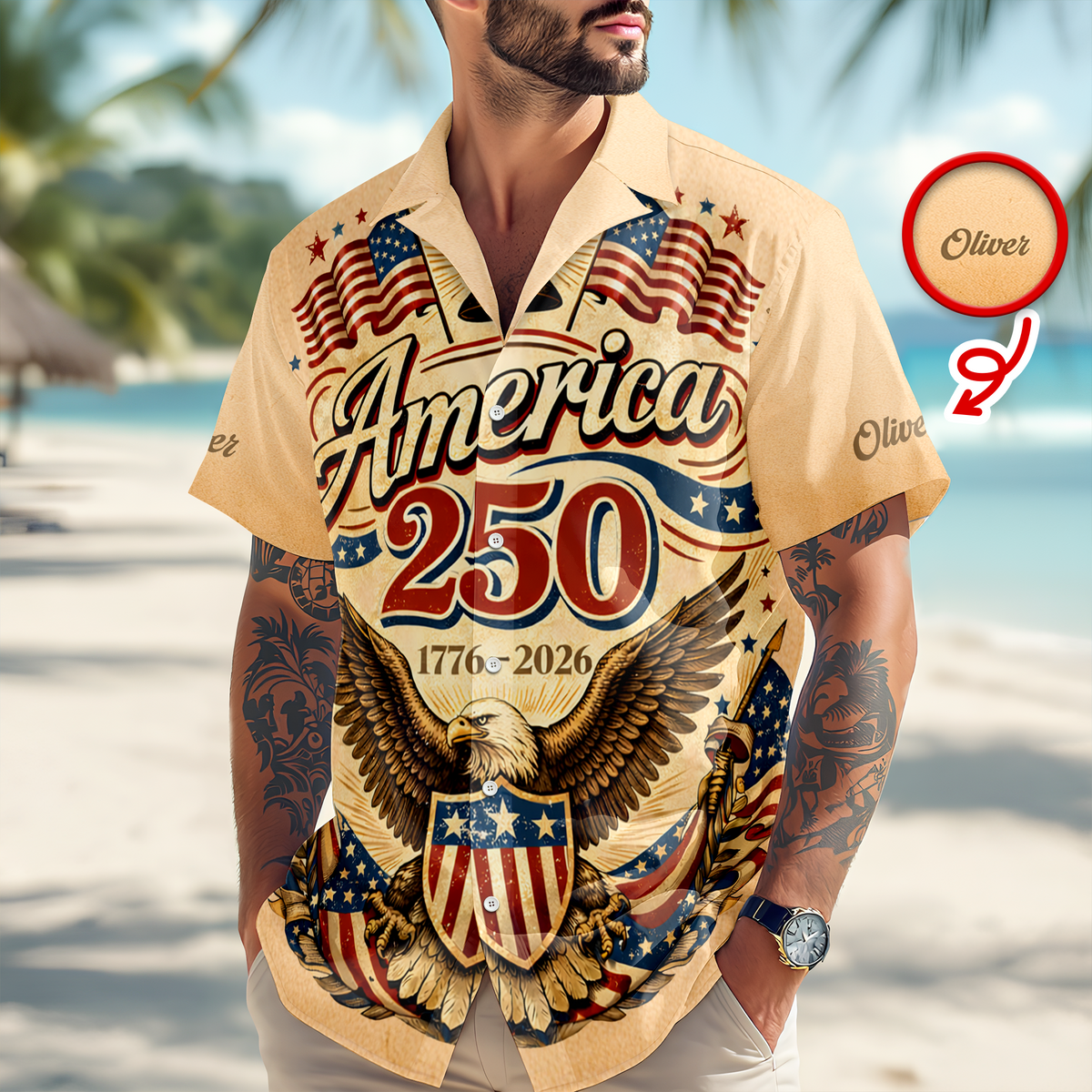 Custom Name USA 250th Anniversary 1776–2026 Eagle Hawaii Shirt TH10 169075