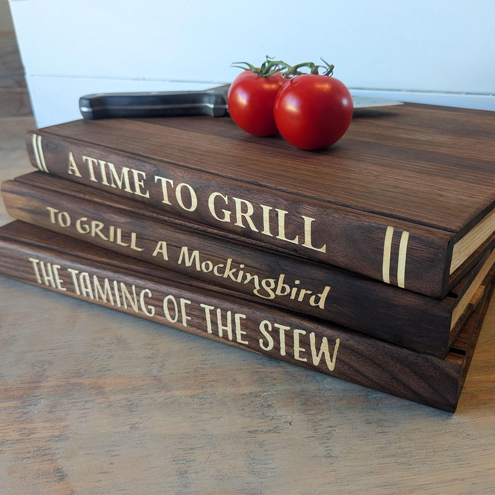 Custom Funny Book Title & Cross Icon Wooden Book-Shaped Cutting Board - Gift For Cooking Lover, Book-lover Boards,Women LM32 897755