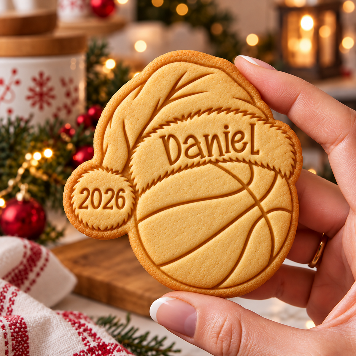 Personalized Name Sports Christmas Custom Shaped Cookie Stamp HA75 919650