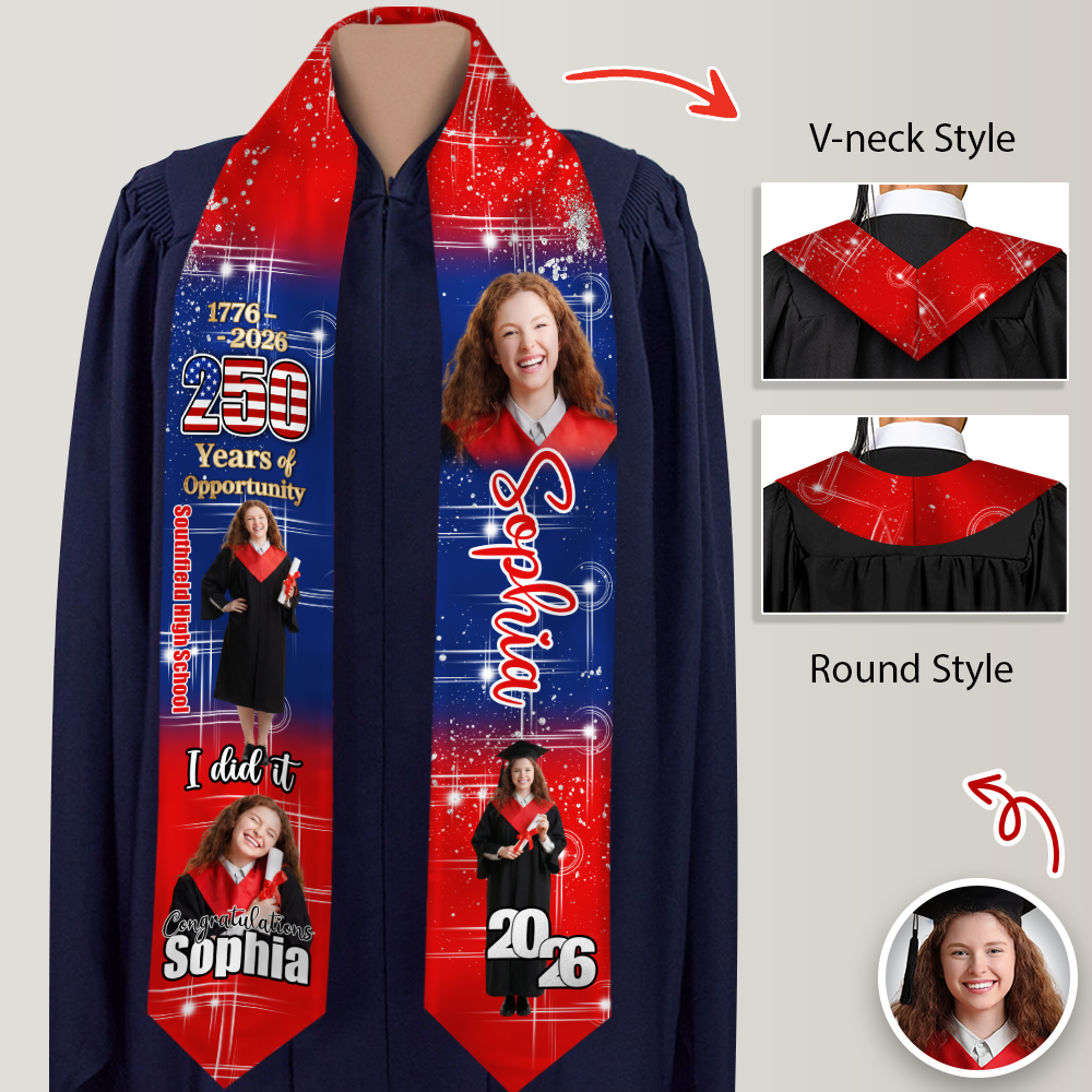 Custom Photo 250 Years Of Opportunity Graduation Celebration Stole TH10 898487