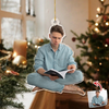 Custom Photo A Guy Addicted To Reading Books Acrylic Ornament For Book Lovers HO82 894740