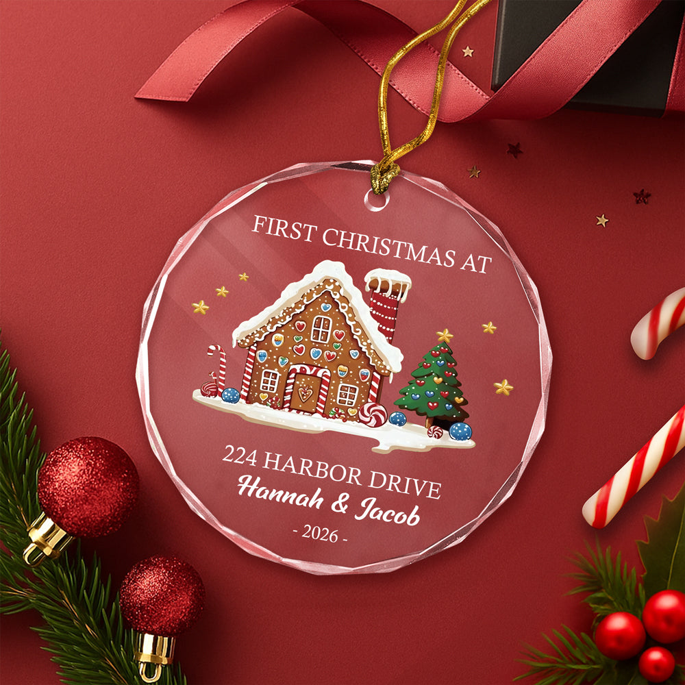 Personalized First Christmas At Glass Ornament, New Homeowner Holiday Decor HO82 903608