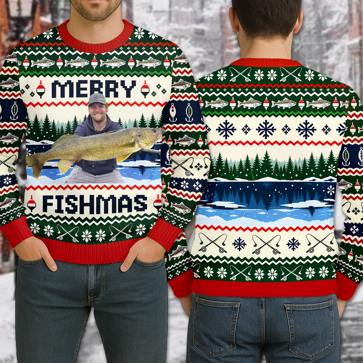 Custom Photo Merry Fishmas Personalized Ugly Sweater Christmas Gifts HA75 919614