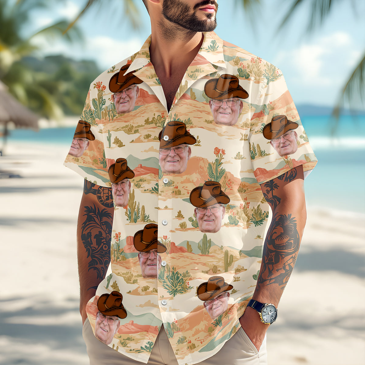 Custom Photo Retro Western Cowboy Hawaiian Shirt TH10 169755