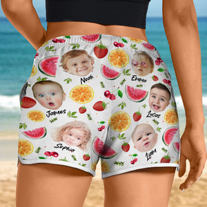Custom Cute Pet Face Watercolor Tropical Summery Women's Beach Short CH07 896038