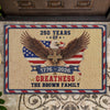 Personalized Family Name 250th Anniversary USA Patriotic Faux Pattern Doormat - 2D Printed Not Embroidered Patriotic America Decor HO82 901578
