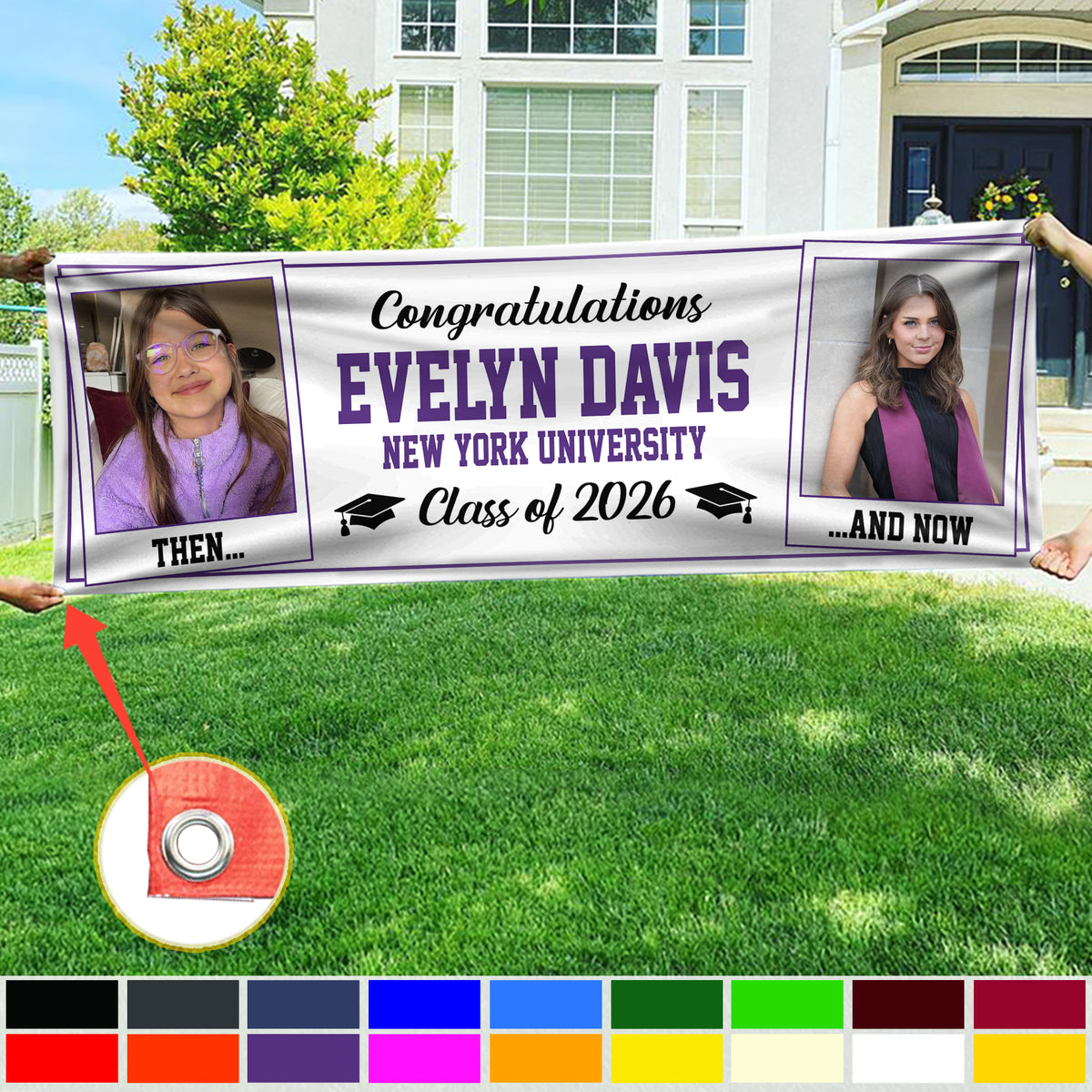 Custom Photo Class of 2026 Then And Now Personalized Banner Graduation Party Gift HA75 920622