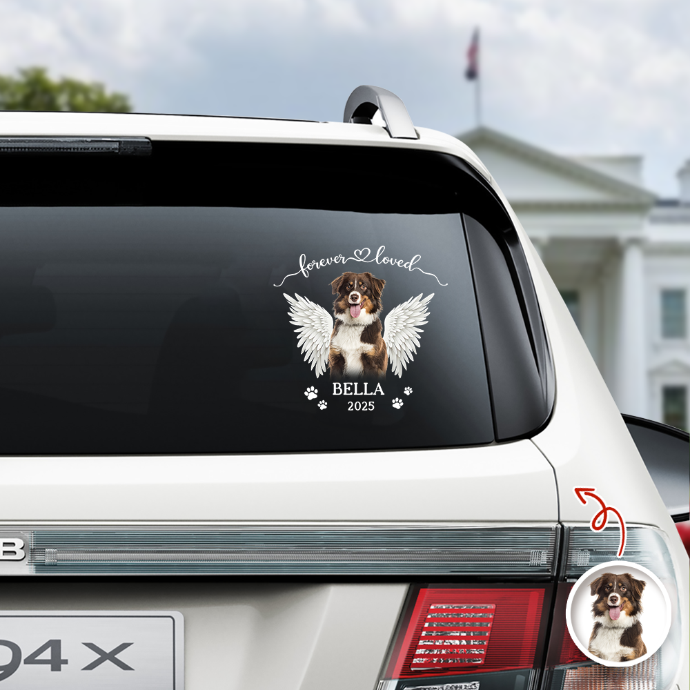 Custom Dog Photo Forever Loved Memorial Car Window Decal Sticker CH07 910476