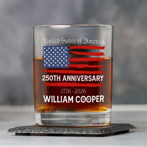 Custom Family Name USA 250th Anniversary Whiskey Glass TH10 898341