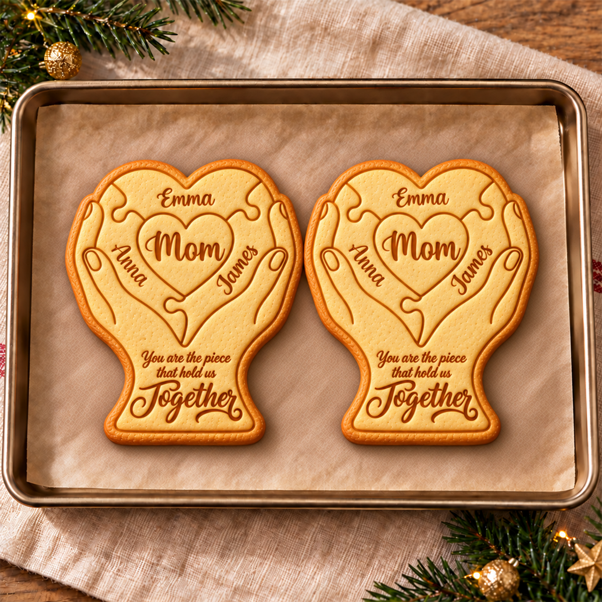 Custom Name Mom You Are The Piece That Holds Us Together Shaped Cookie Stamp HO82 904176