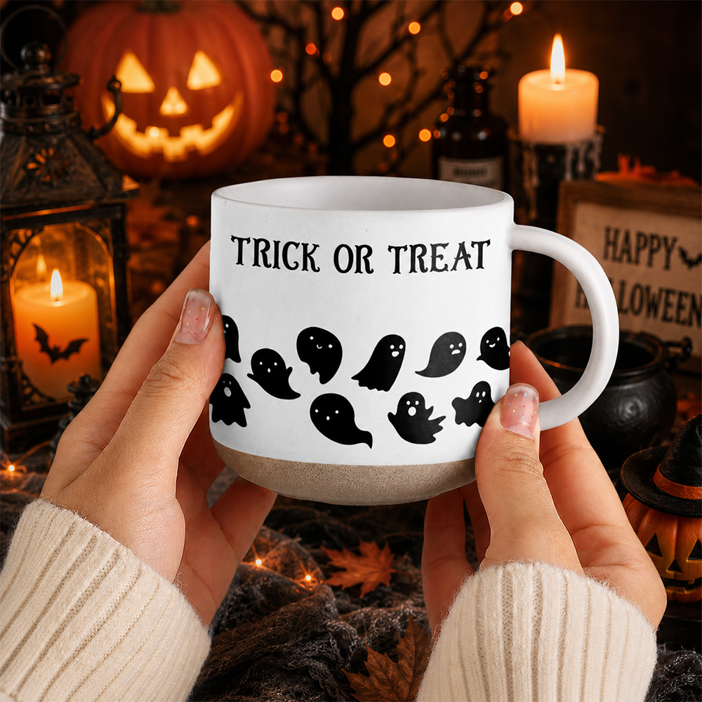 Personalized Trick Or Treat Ghost Pottery Mug Halloween Gift LM32 669567