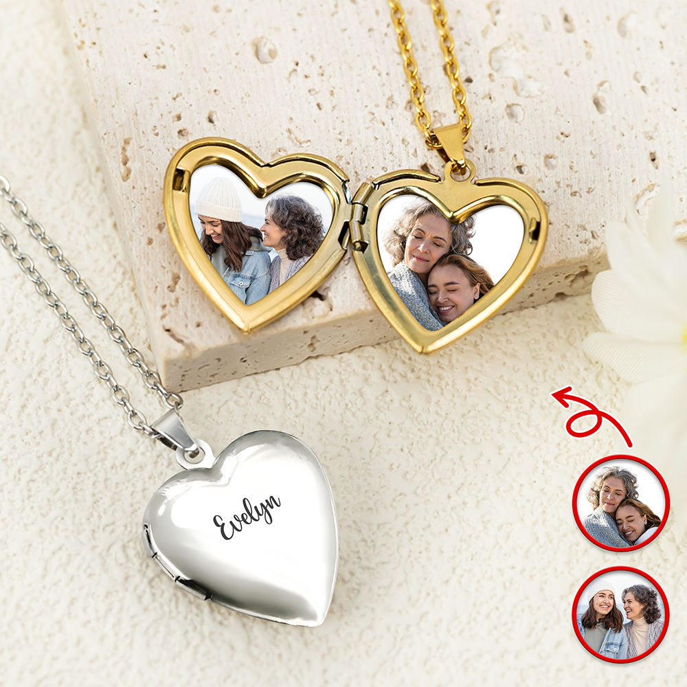 Custom Photo And Name Heart Locket Necklace Gift For Mom Mother's Day TH10 898925