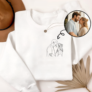 Custom Portrait Photo Drawing Style Couple Bright Shirt Gift For Valentine's Day HO82 900744