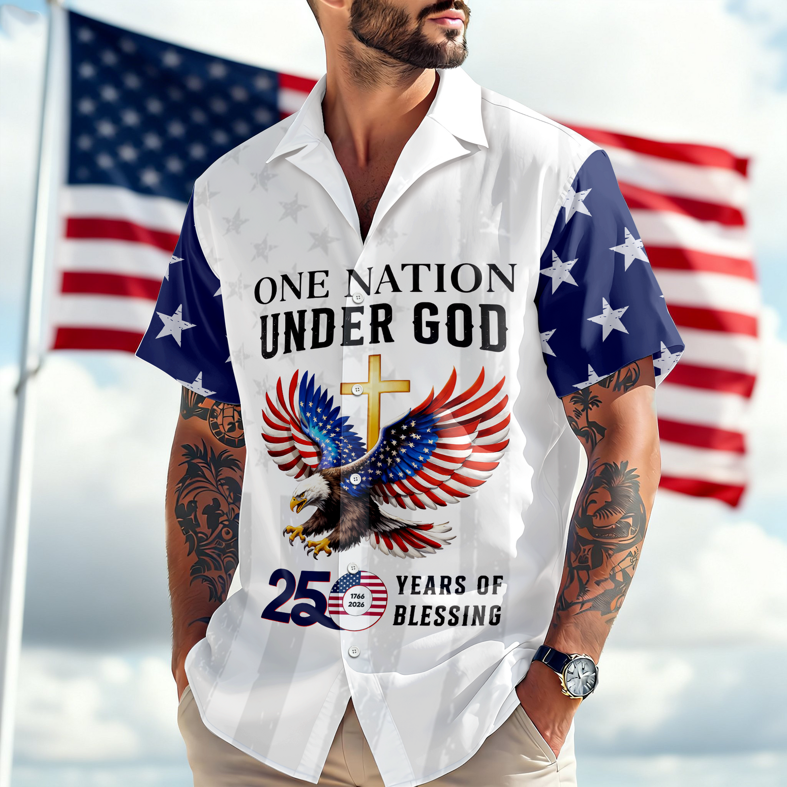 Personalized One Nation Under God America 250th 1776-2026 Hawaii Shirt LM32 899609